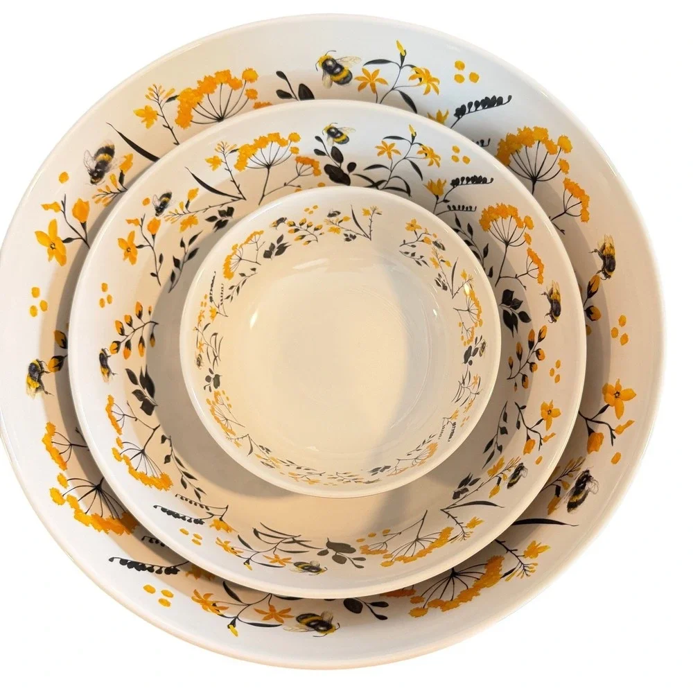 Bumblebee Wildflower‎ Nesting Mixing Bowls Member's Mark Set/3 with Lids Picnic